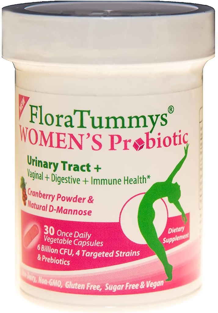 FloraTummys Kobiecy Probiotyk, Urynary Tract Digestive Immune System Health, Żurawinowy proszek, Kosher Certified, Non-Dairy, Gluten Free, Non-GMO