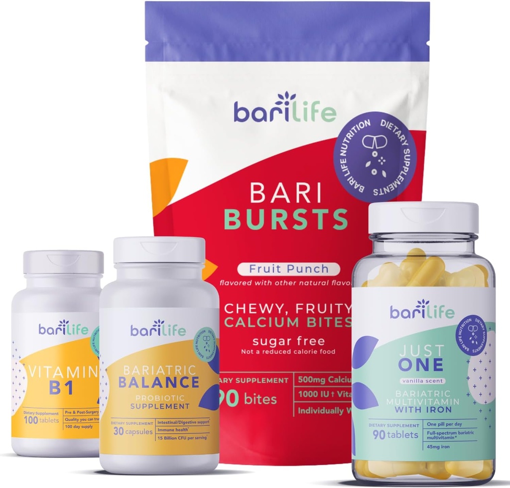 Bari Life Post-Op, Gastrisk erme, Gastrisk Bypass Vitamin og Supplement Starter Kit (Fruit Punch)