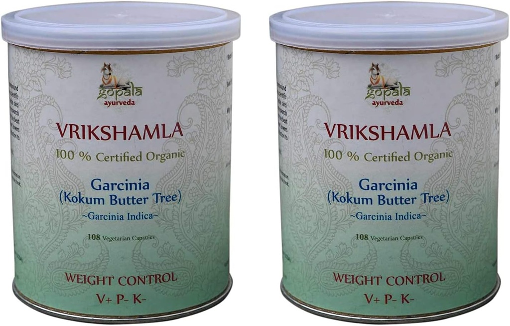 GOPALA AYURVEDA VRIKSHAMLA Kapseln (USDA Certified Organic) Ayurvedic Herb 108 Vcaps von 500mg Jeder (Pack von 2)