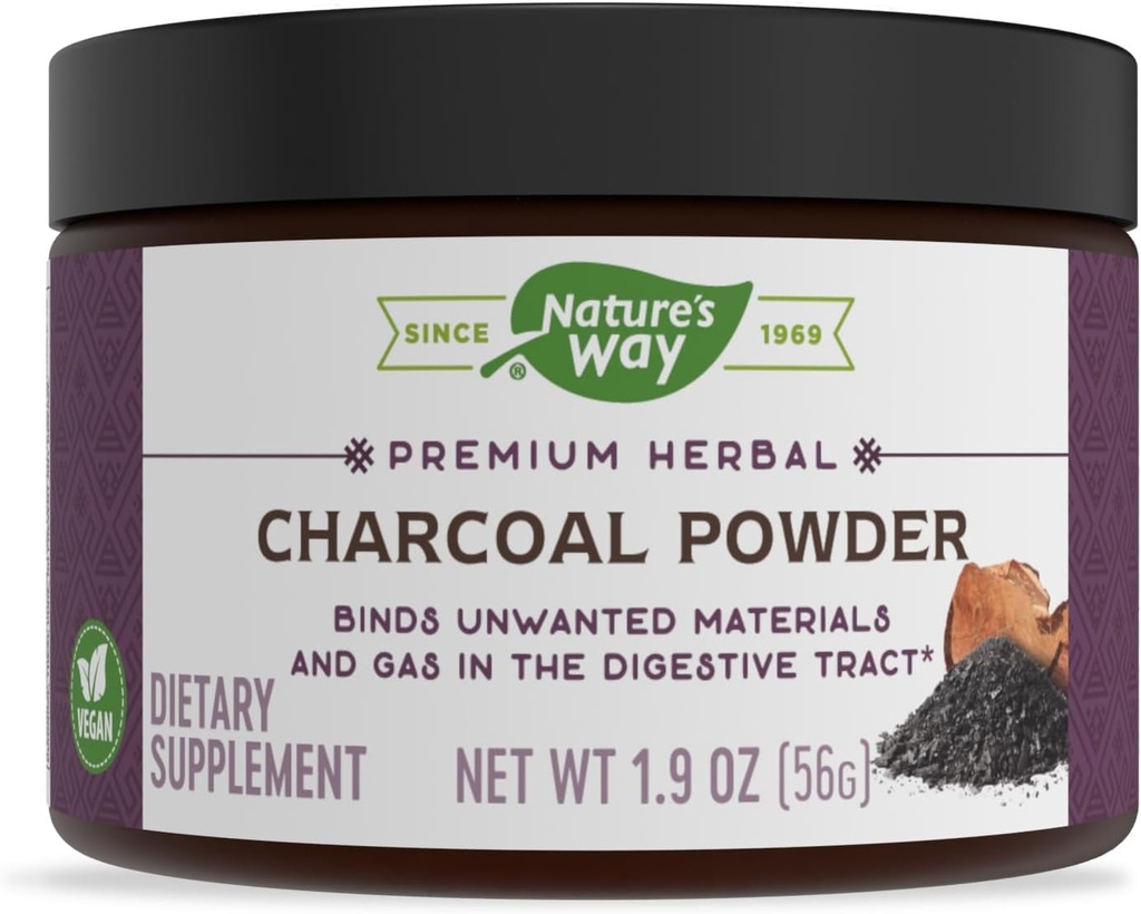 Nature's Way Premium Herbal Charcoal Powder, 800 mg Per serving; Powder; BPA Free Packaging (Packaging May Vary)