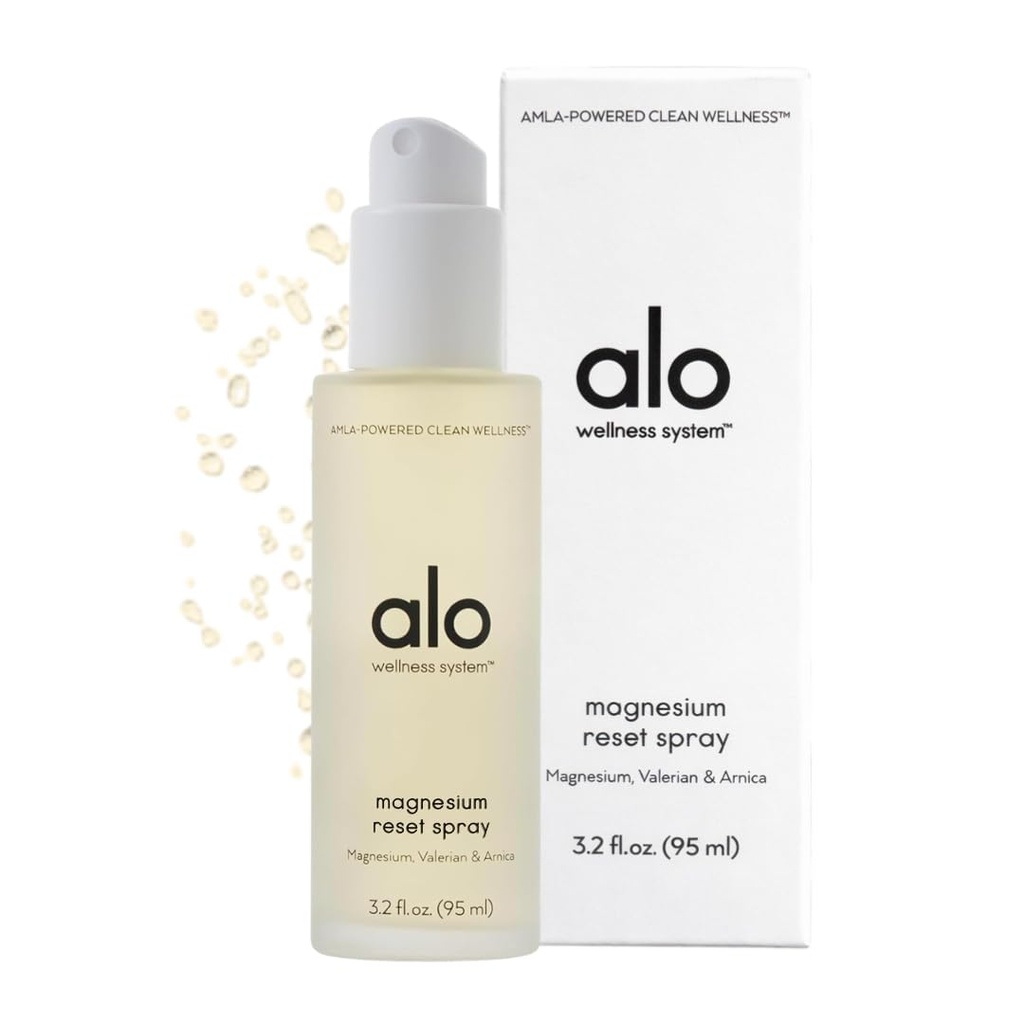 ALO Magnesium Oil Spray | Sleep & Relaxation + Muscle Recovery | Fast-Absorbing Magnesium with Valerian Root, Arnica & Essential Oils | Non-Sticky Body & Pillow Mist | 3.2 oz