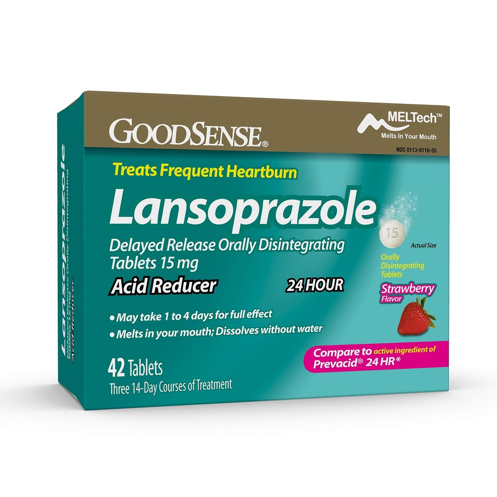GoodSense Good Sense Lansoprazole Delayed Release Orally Disintegrating Tablets 15 mg, Acid Reducer, Strawberry Flavor, 42 Count