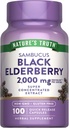 Nature's Truth Black Elderberry Capsules | 100 Count | Super Concentrated Sambucus Extract | Non-GMO und glutenfreie Ergänzung