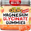 Center-Filled Magnijs Glycinate Gumies 400MG - Augsta Absorbcija bērniem, pusaudžiem un pieaugušajiem - Papildinājums miegam, Calm & Muskuļu Relaksācija ar B6 & D3 - Bez lipekļa un vegan Friendly - 120 Count