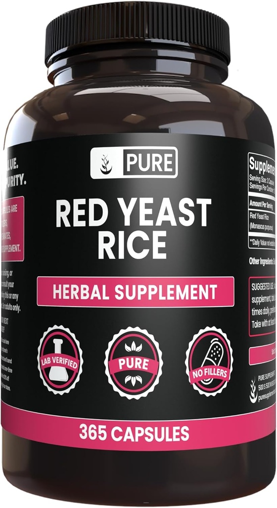 Pure Original Materiallar Red Yeast Rice No maşınlar və ya Rice Doldurucular, Hər zaman Pure, Lab uyğun (365 Kapsül)