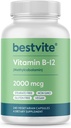 BESTVITE B12-vitamiini (Metyylicobalamiini) 2000mcg (240 kasviskapselia) (Metyyli B12) - Ei stearaattia - Vegan - Ei muuntogeenisiä organismeja - Gluteeniton