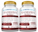 Approved Science Anemiaprin - Iron Bisglycinate with Vitamin C - Gentle On Stomach - Non Constipating Iron Supplement for Women and Men - Blood Support - with Folate and B12-6 Months - Vegan