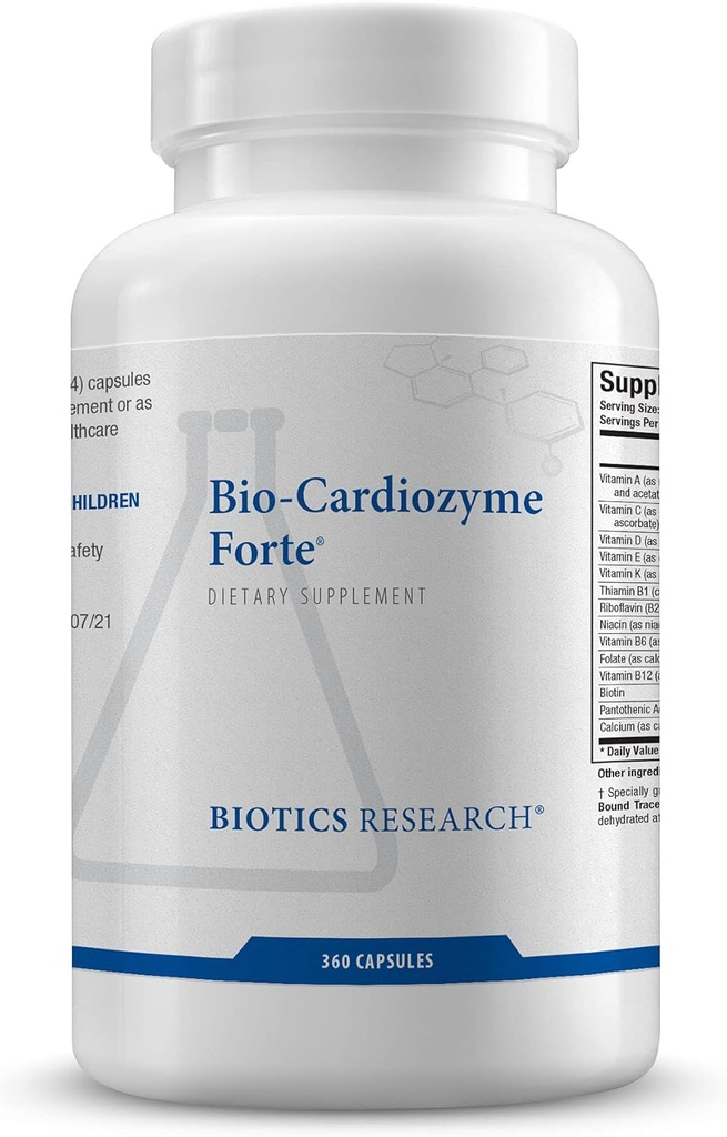 Biotics Research Bio Cardiozyme Forte Healthy Heart Multivitamin, Broad Spectrum Formulation Designad för att stödja hjärt-kärlhälsa och funktion, kraftfull antioxidant stöd 360 kapslar