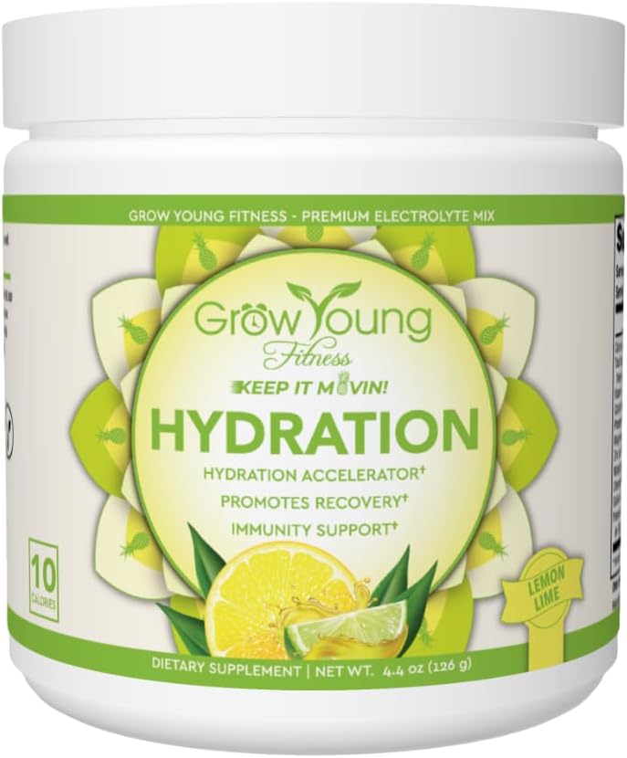 Grow Young Fitness Hydration pulver - sitron lime, Premium Electrolyte Mix for proaktiv hydrasjon, vitaminer og sukker gratis (1 pakke, 30 serveringer)