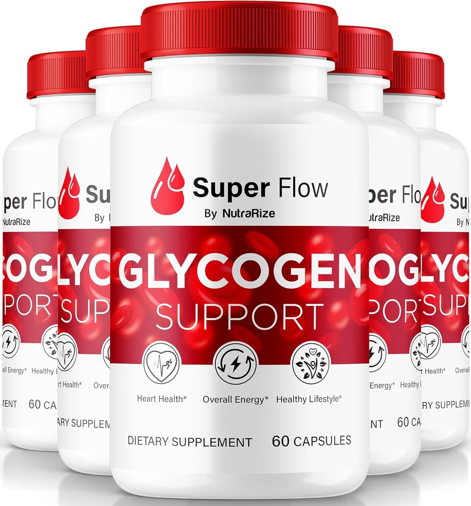 (5 pakkaus) Super Flow Glycogen, Super Flow Glycogen tukikapselit, Super Flow Glyco Optimizer, viralliset SuperFlow Glyco Optimiser Caps, Super Flow Detox Cleanse, Super Flow Glycol (300 kapselia)