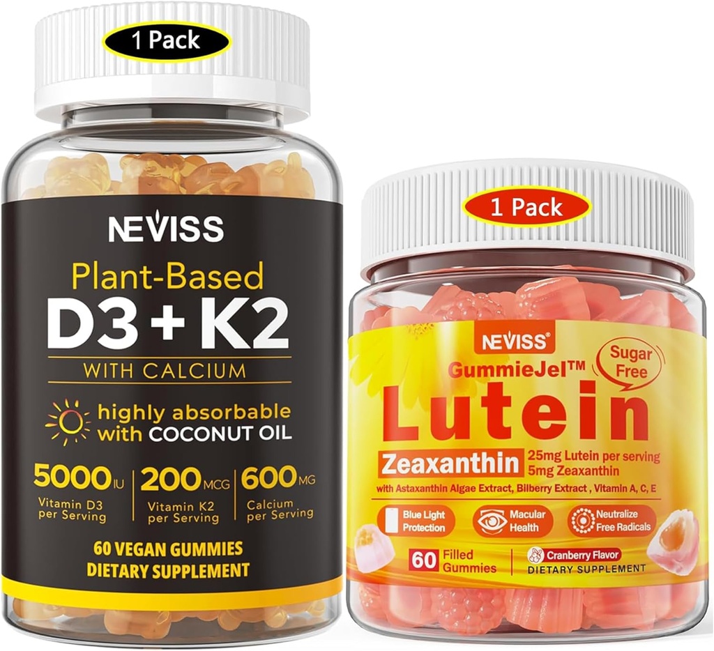NEVISS Sugar Free Lutein Gummies 60 Counts + D3 Gummies bitamina 60 Counts
