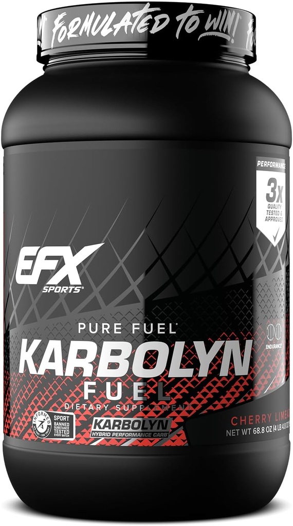EFX Sports Karbolyn Fuel | 빠른 탄수화물 분말 | 캐비넷 로드, 지속 에너지, 빠른 회복 | 자극제 무료 | 37 인분 (Cherry Limeade)