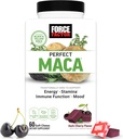 FORCE FACTOR Perfect Maca, Maca Root a DIM doplnok s Saffron zvýšiť energiu a náladu, so žltým a čiernym Maca, Vitamíny, Minerály, a antioxidanty, Tmavá Cherry aróma, 60 mäkké žuvačky