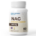 Puregen Labs N-Acetyl-L-Cysteine (NAC) 600mg, Antioxidant Support Supplement, NAC 600 mg, Easy to Absorb - 60 Vegetarian Capsules