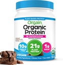 Orgain Organic Vegan protein + 50 Superfoods Toz, Kremy Chocolate Fudge - 21g Plantive Protein, 10g Prebiyotik Fiber, No Lactose Malzemeler, Gluten Ücretsiz, Ek Olmayan Şeker, Non-GMO, 1.12 lb