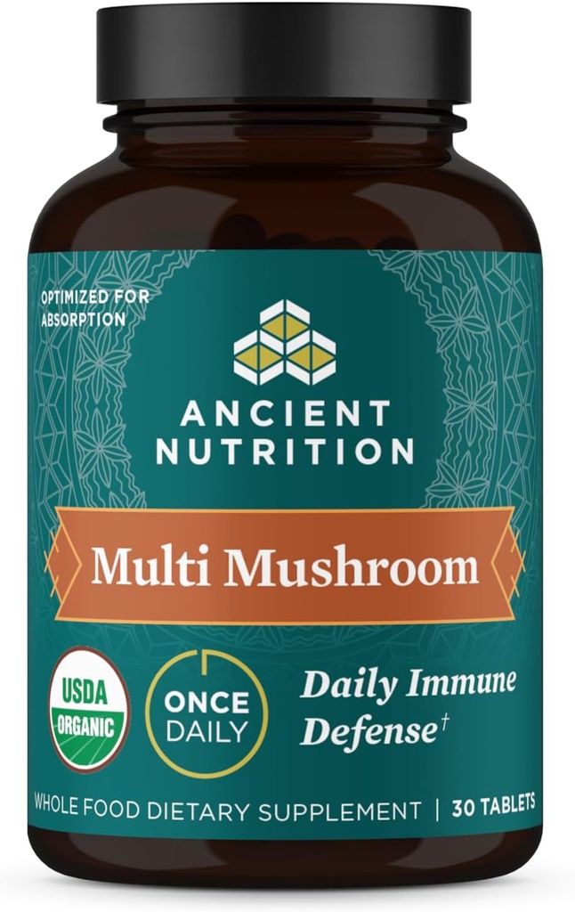 Ancient Uzturs Sēņu Papildinājums, Organic Multi Mushroom Imūno Atbalsta Tabletes, Atbalsta Stress Response, Bez lipekļa, Paleo un Keto Friendly, 30 Skaits