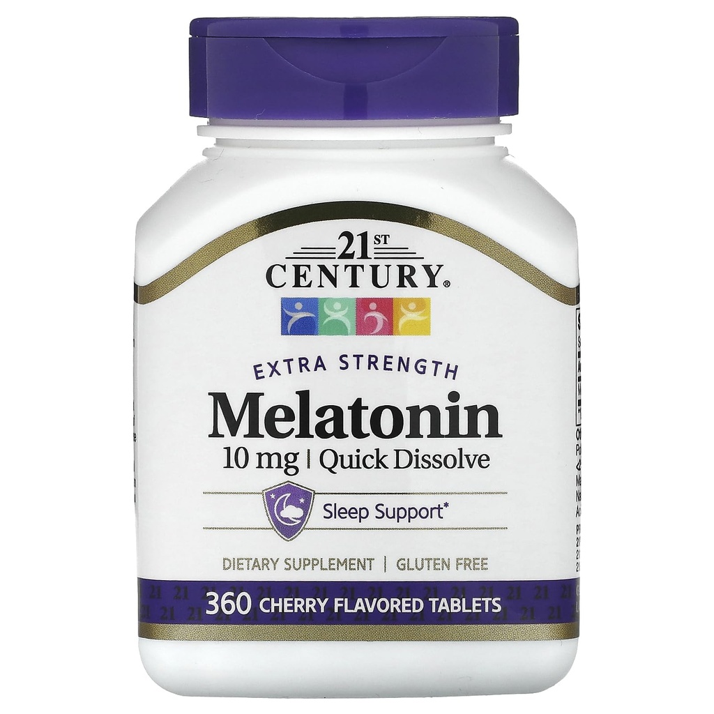 21st Century Extra Strength Melatonin, Quick Dissolve, Cherry, 10 mg, 360 Tablets