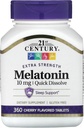 21st Century Extra Strength Melatonin, Quick Dissolve, Cherry, 10 mq, 360 Tablet