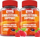 2 Balení Cholesterol Support Gummies, obsahující 2000 MG rostlinných sterolů a sterolů, Cholesterol Complex Gummies, Podpora zdravé hladiny cholesterolu, Energetická podpora, Smíšené Berry Flavor, 120 Cts