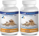 Dog Mineral Supplement - Zwierzęta domowe Ultra Witaminy - dla psów i kotów - Zdrowie immunologiczne - Korzyści z włosów i płaszcza - Witamina e dla psów - 180 Leczenie (2 butelki)