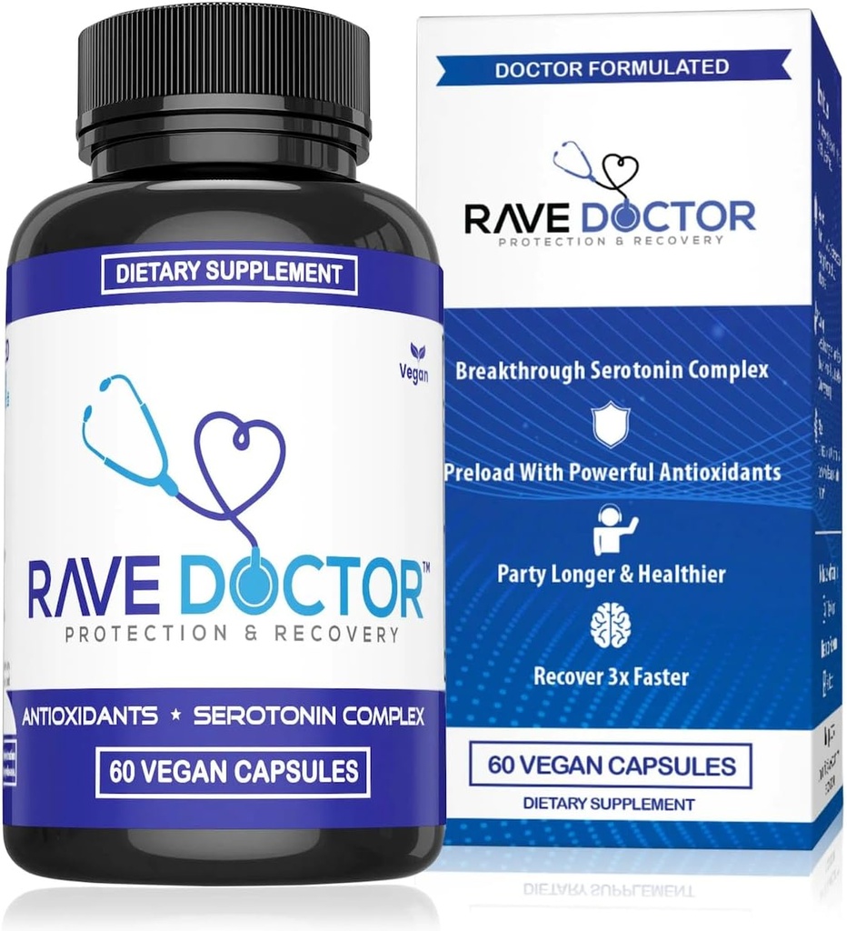 Rave Doctor 5 HTP Supplement - Essential Rave Vitamins for Festival Goers, Rave Accessories, Festival Essentials, Festival Gear, Rave Essentials, 5htp Supplement