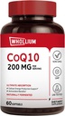 CoQ10 200 mg Per service, Extra Virgin 橄榄油,超吸收,天然发酵,Coenzyme Q10 补充,能源生产,健康心脏,抗衰老,60软胶
