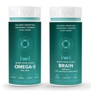 Iwi Omega-3 & Brain Omega-3 Bundle, 30 Servings, Vegan Plant-Based Algae Omega 3 with EPA + DHA, Krill & Fish Oil Alternative, No Fishy Aftertaste
