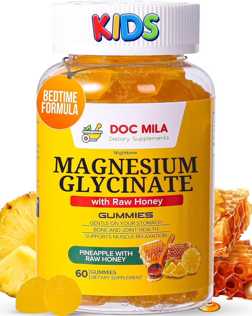 Magnesium Glycinate Gummies 100mg pro děti a děti - Bedtime Formule, Deep Clime Sleep Supplement - Glicinato de Magnesio
