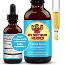 My Spectrum Heroes Calm & Focus Supplement Drops - Brain Support with L-theanine, GABA, Huperzine A - Enhance Focus for Kids or Adults - Boost Concentration for Kids & Teens - 2.02 FL oz. (60 ml)