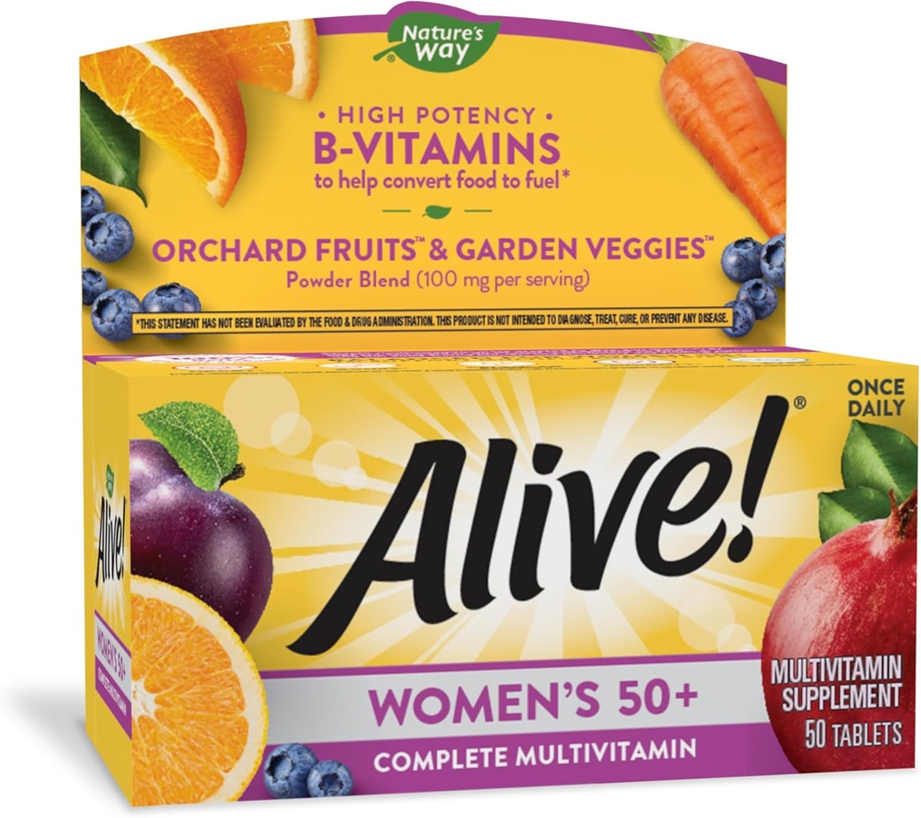 Naturweg Alive! Frauen 50+ Komplett Multivitamin, hohe Potenz B-Vitamins, 50 Tabletten