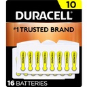 Duracell Assistance Battery Yellow Size 10, 16 Count Pack, 10A Size Assistance Assistance Battery z długowieczną mocą, Extra- Long EasyTab Install dla aparatów słuchowych