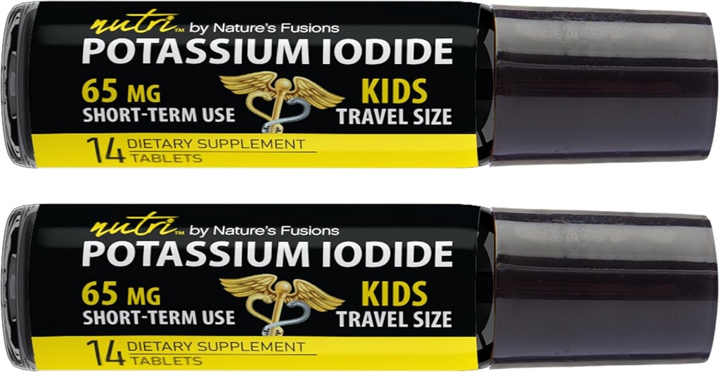 (2 Pack) Nutri Potassium Iodide Tablets 65 mg - Kids Travel Size 14 Tablets Potassium Iodide Pills - Potassium Iodine Tablets 65 mg - YODO Naciente Ki Pills (28 Tablets)