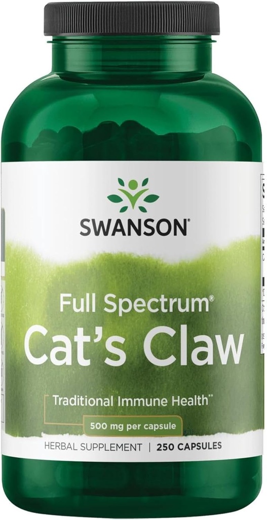 Swanson Full Specturm Cat's Claw - Antioxidant Support - Movement & Paindlikkus Support 500 mg 250 kapslit