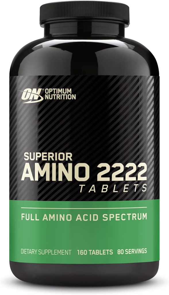 Optimum Nutrition Superior Amino 2222 Tablets, Complete Essential Amino Acids, EAs, 160 count