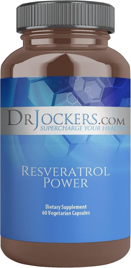 Resveratrol Power by Dr. Jockers, with Immune Support, Anti-Aging, Important pentru sănătatea pielii, Trans Resveratrol, 200 mg, 60 Day Supply