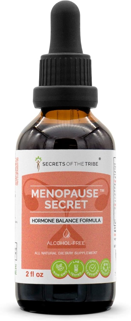 Menopause Secret Alkohol-free, Glycerite Black Cohosh, Vitex, Red Clover, Maca, Dong Quai, St. John's Wort. Tinktura, Herbal Extract Hormone Balance Formula 2 OZ
