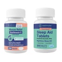 WELMATE Nighttime Wellness Bundle: Mucus Relief Guaifenesin 600mg Mucus Relief (200 Ct) & Doxylamine Succinate 25mg Sleep Aid (200 Ct) | Extended Relief for Restful Sleep