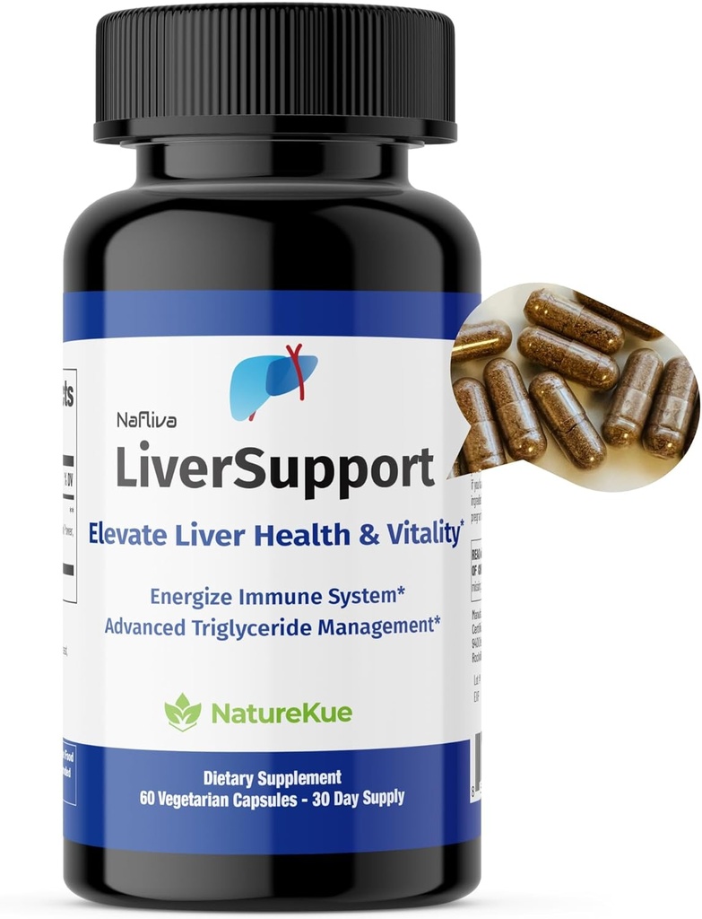 NatureKue LiverSupport – Advanced Health Supplement with Deepure Tea & Milk Thistle | Apoia o Detox natural, antioxidante e enerxía | 60 cápsulas vexetarianas