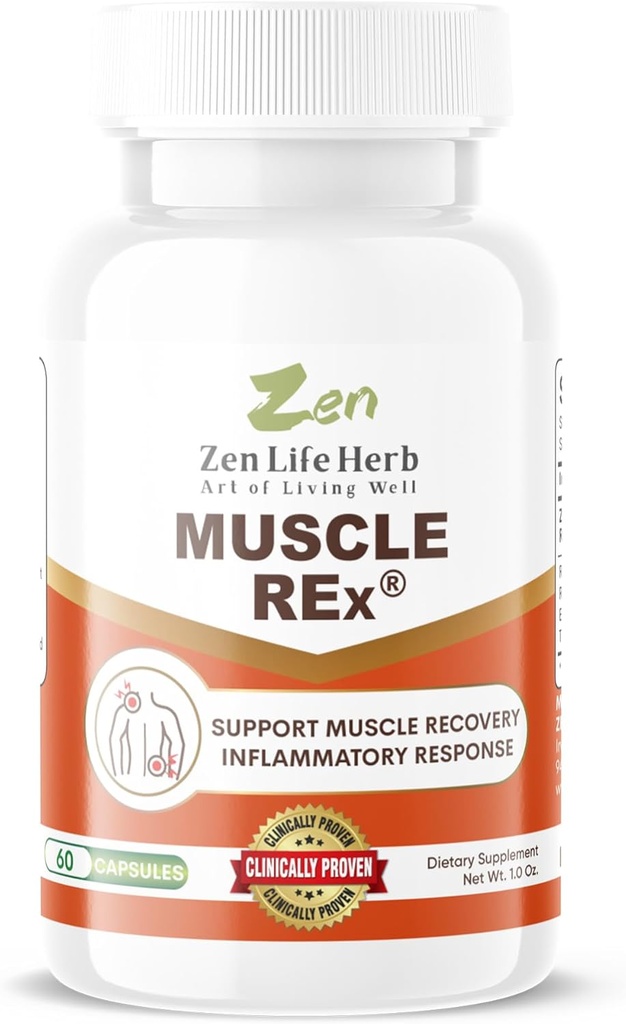 ZEN LIFE HERB Muscle REx - Joint, Muscle & Nerve Support - Relax Aches & Chronic Discomfort Plant-Based Supplement (60 Capsules)