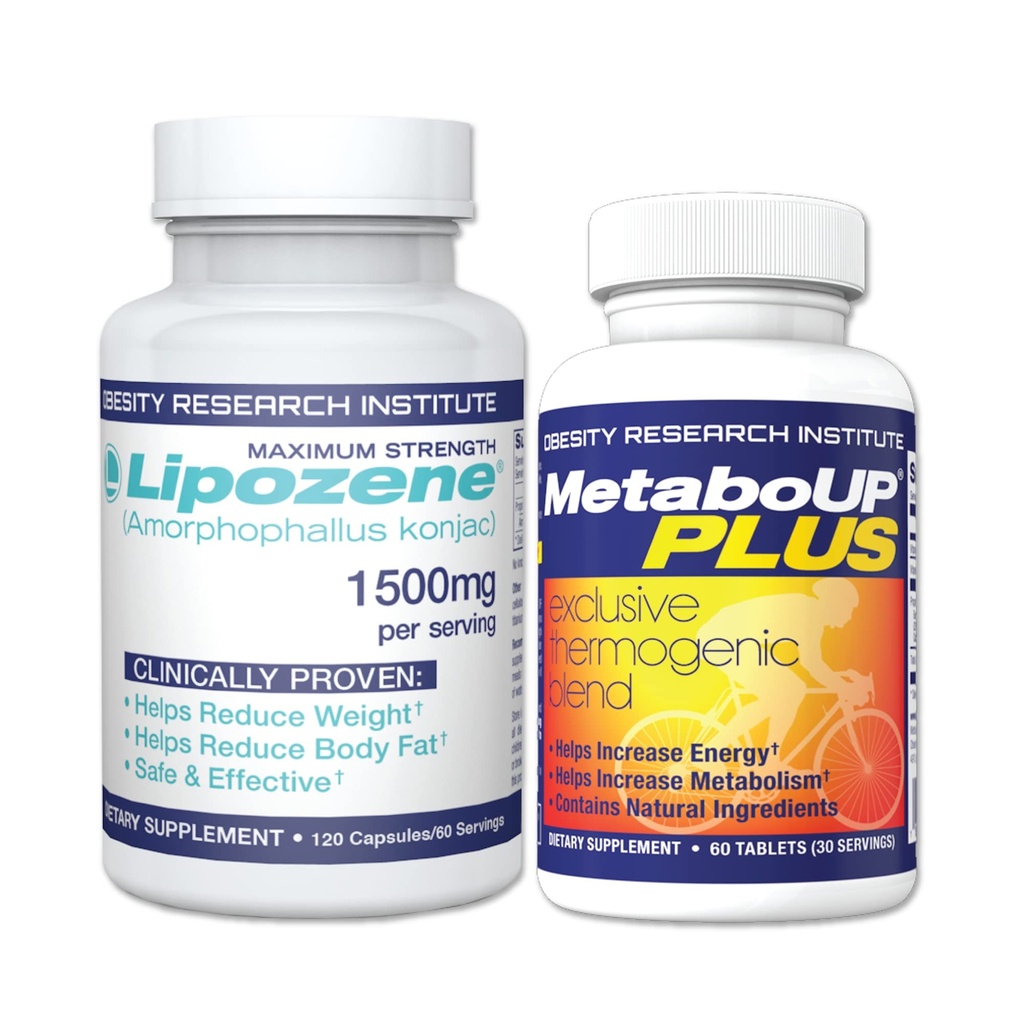 Lipozene Fiber Supplement, 120 Capsules + MetaboUP Plus 60 Capsules | Weight-Management Fiber + Energy Support Bundle