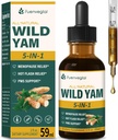 All Herbal Liquid Drops, Wild Yam Extract with Chaste Berry, Fenugreek, Black Cohosh for Menopause Relief & PMS Support. 2oz