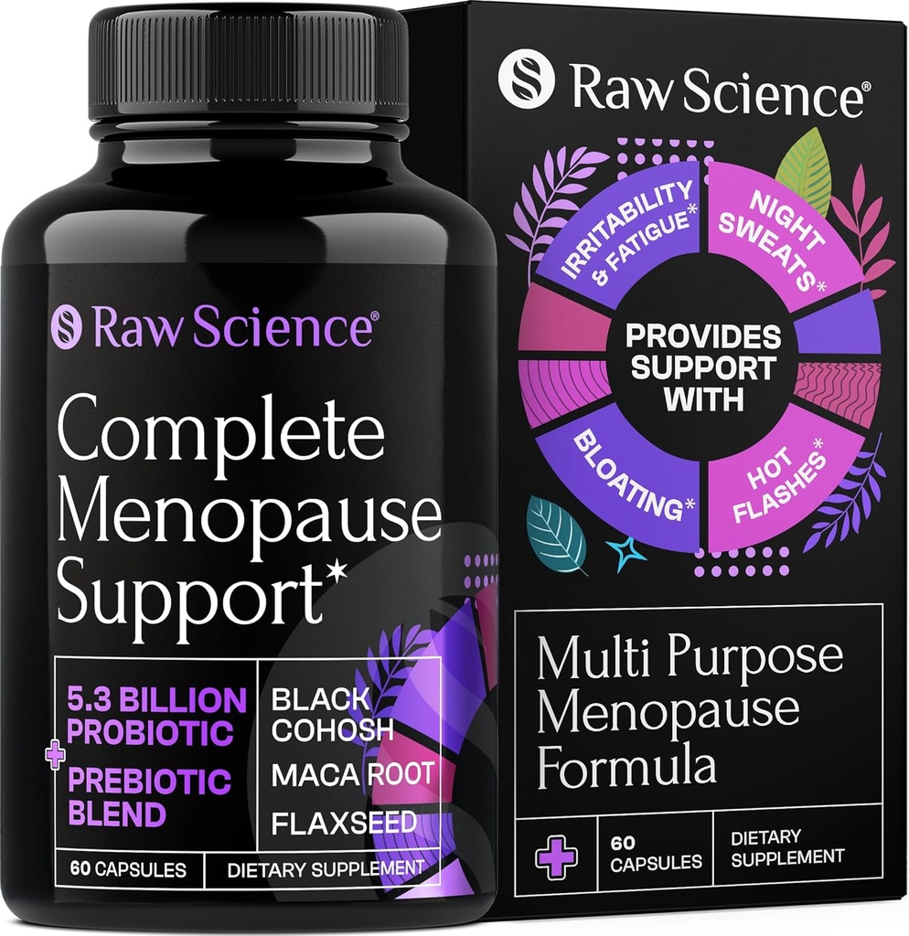 תוספי Menopause עבור נשים - Black Cohosh עבור Menopause Hot Flashes, Night Sweats & הורמון איזון עם DIM, Vitex, Dong Quai, Red Clover - תמיכה מלאה Menopause בריאות, 60 קפסולות