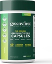 Greens First PRO Phytonutrient Cápsulas - 30 Servings - 54 Superalimentos antioxidantes, frutas e vegetais orgânicos - Prebióticos, Probióticos & Enzimas Digestivas - Leite & Trigo, Não-GMO - 180 Cápsulas