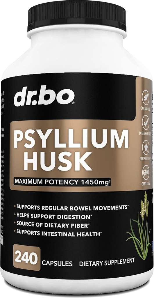 Psyllium Husk Capsule Fiber Supplement - Natural Powder Capsules for Constipatie Relief for Adults - Nutritional Soluble Fiber Pills & Daily Regularity Support - Bulk Seed Husks Digestion Supplements