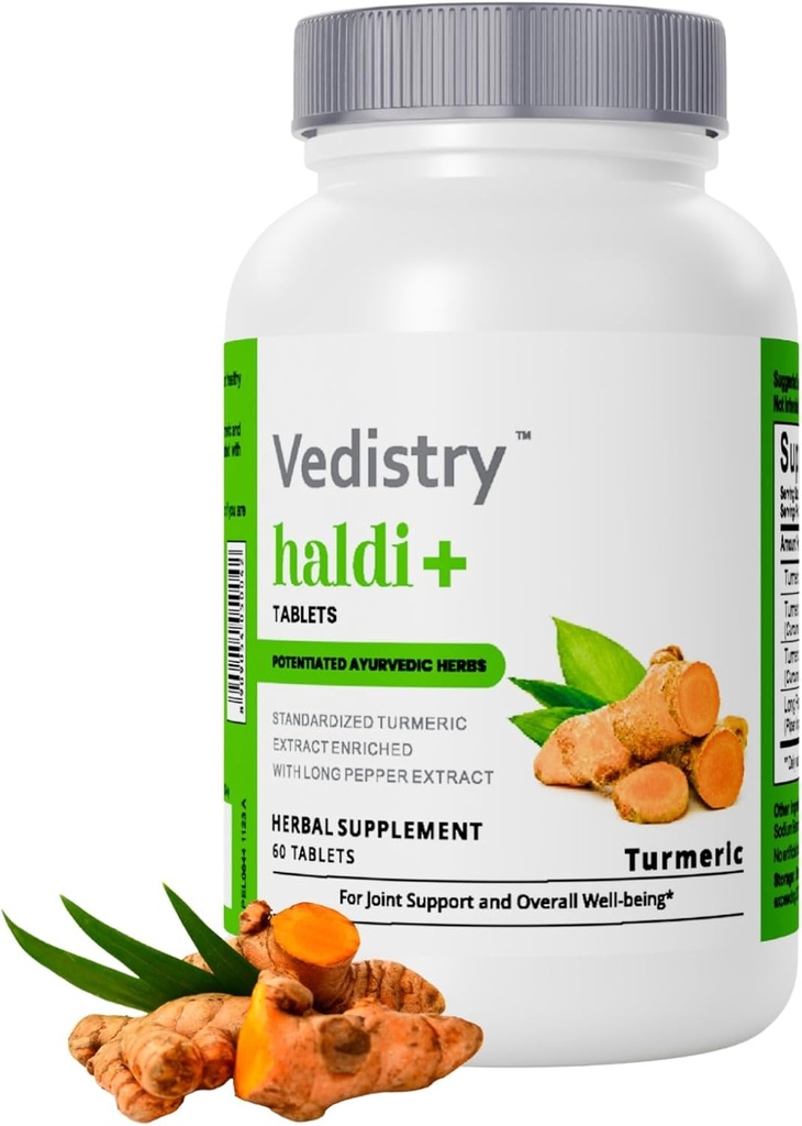 Haldi+ 850 mg Turmerične tablete s 95% Curcumin & Long Pepper 