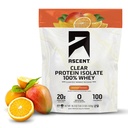 Ascent 100% Clear Whey Protein Powder - Post Workout, Zero Artificial Flavors & Sweeteners, Gluten Free, 5.5g BCAA, 2.1g Leucine, Essential Amino Acids, Orange Mango, 20 Servings