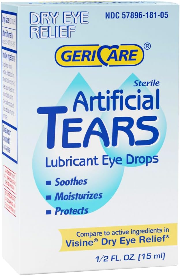 GeriCare Artificial Lubricating Tears, Soothing Eye Hydration Drops - Long Lasting Eye Lubricant Formula, 0.5 fl oz Bottle (15ml)