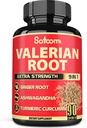 Satoomi Valerian 뿌리 캡슐 - 9 자연 허브 - Ashwagandha, Turmeric, Ginger, Ceylon Cinnamon - 3 개월 공급을위한 90 모자
