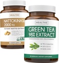 Nattokinase & Green Tea (1-Month Supply) Energy Boost Paket - Nattokinase 2000 FU Güclü Natural Fermented Soybeans (60 Caps) və EGCG (Non-GMO) Natural Metabolism Boost