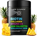 Biotin Gummies med Collagen Vitamin D3 Saw Palmetto & Hyaluronsyre til hår hud og negle, hårvækst supplement til mænd & kvinder; Non- GROMLE 124; Gluten- fri